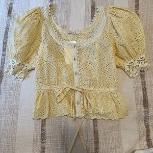 NWT Ulla Johnson yellow eyelet top